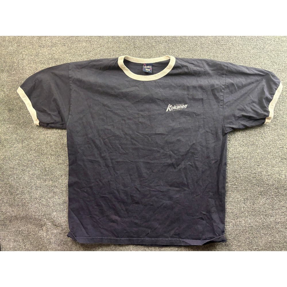 Vintage Kokanee Glacier Beer T-Shirt Mens XL Blue Graphic Tee USA Made
